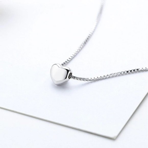 NEW 925 Sterling Silver Simple Heart Necklace - Picture 10 of 10
